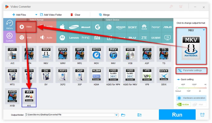 Choose AV1 Profile as Export Format