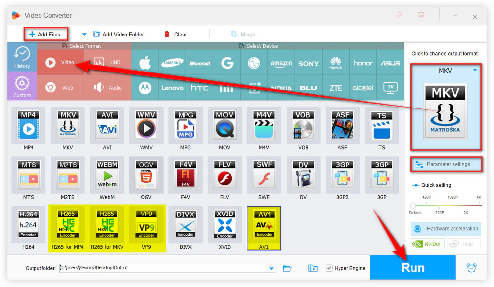 Convert HEVC, VP9, and AV1 Videos