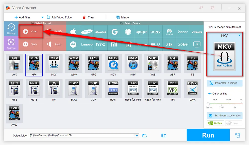 Select Output Format for HFR Video