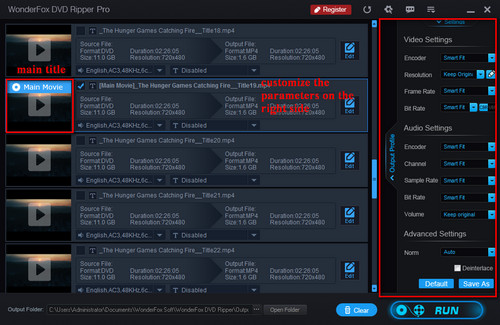 Customizing the video parameters