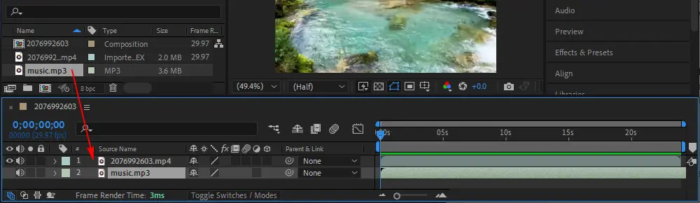 Add Audio in After Effects