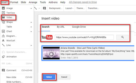 How insert an audio file into Google Slides