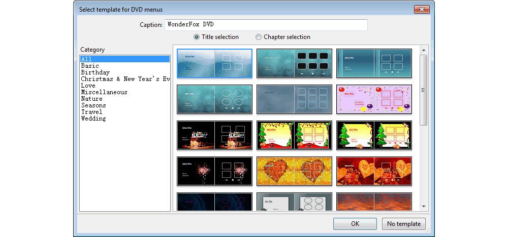 Select a Template for DVD