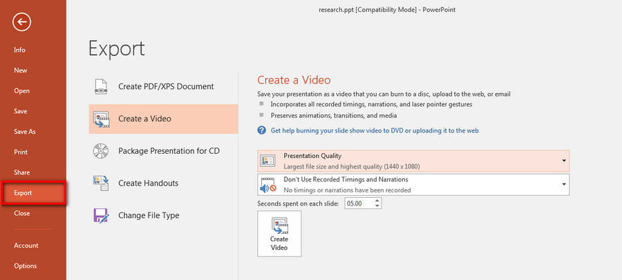 Convert PowerPoint to video 