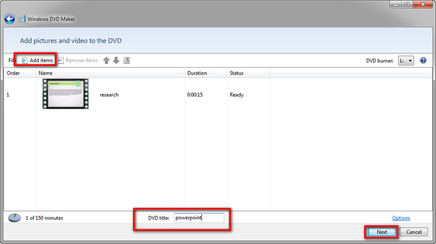 Burn PowerPoint to DVD in Windows DVD Maker 