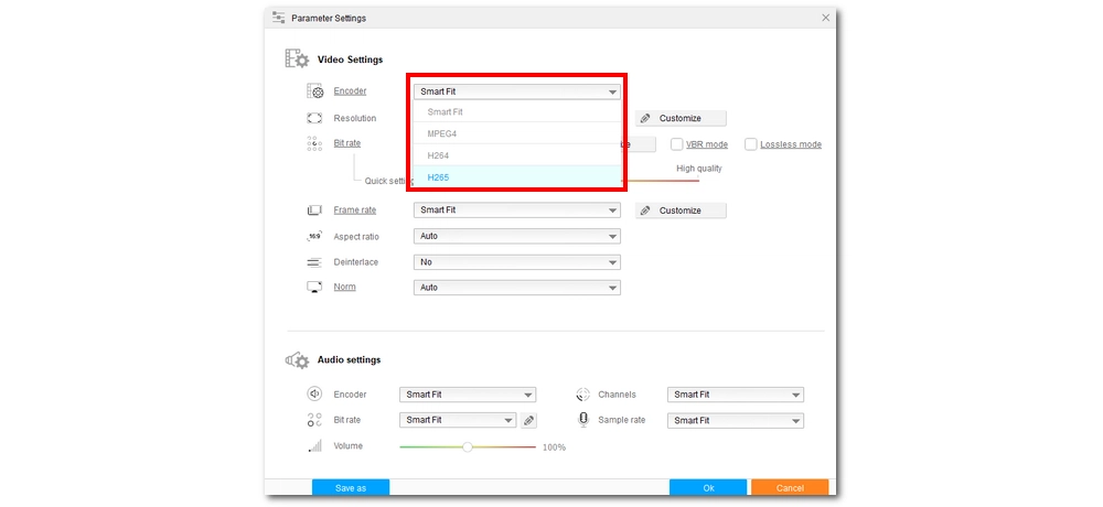 Change Video Codec