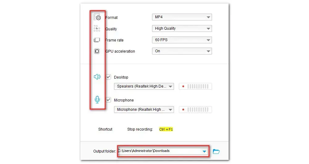 Tweak Recording Settings