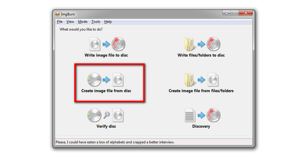 Create image file from disc