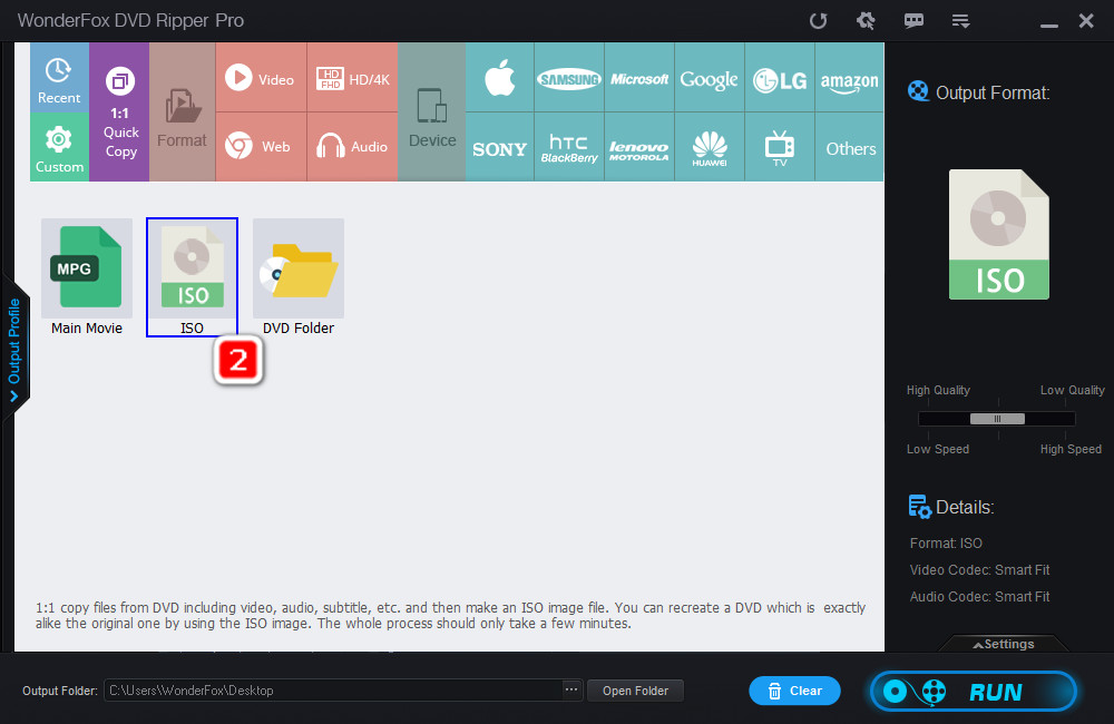 Choose ISO format 