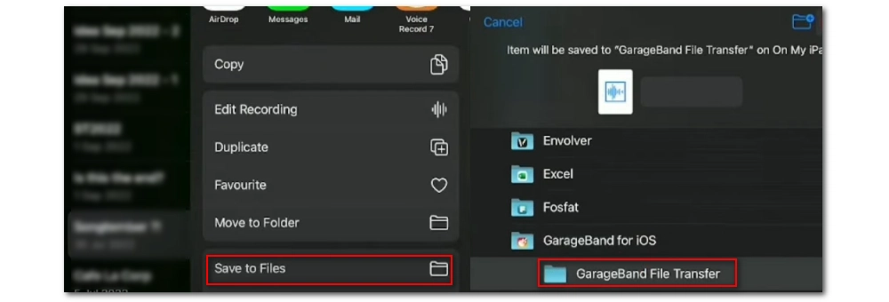 Save Voice Memos to GarageBand Folder
