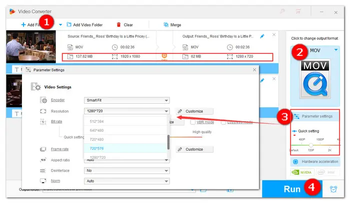 Compress MOV by Downscaling Video Resolution