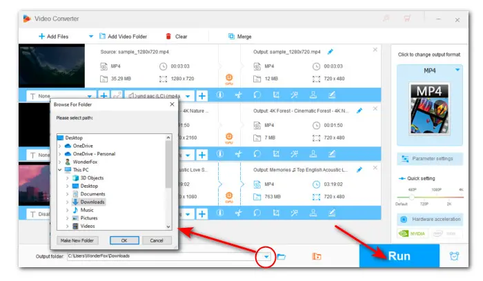 Export the Compressed MP4 Files