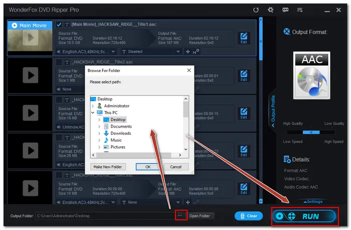 Start DVD to AAC conversion