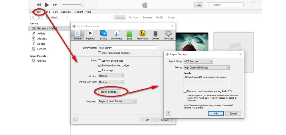 Make an MP3 settings