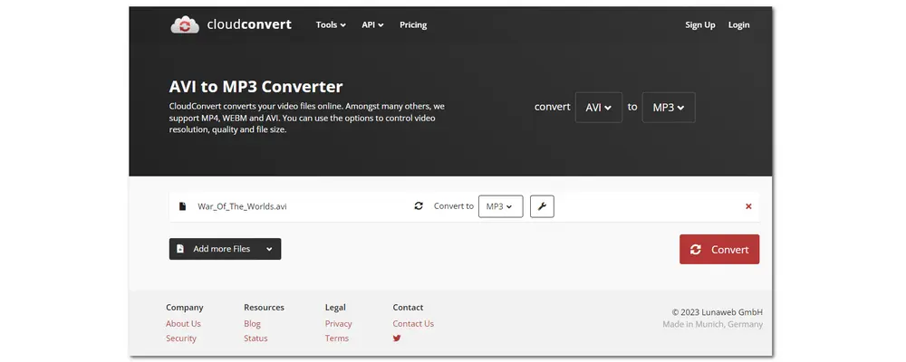 CloudConvert Convert Video to Audio