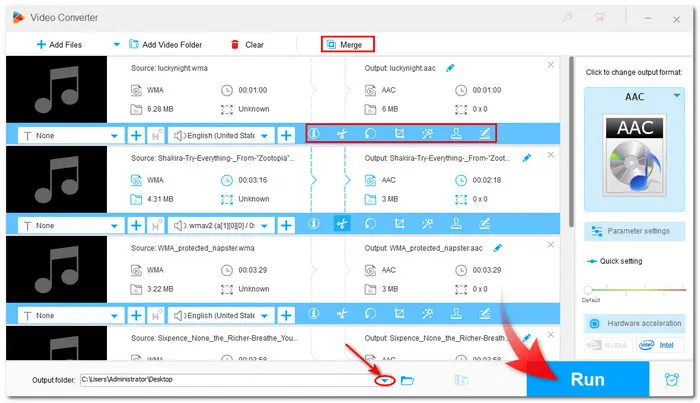 Start WMA to AAC Conversion