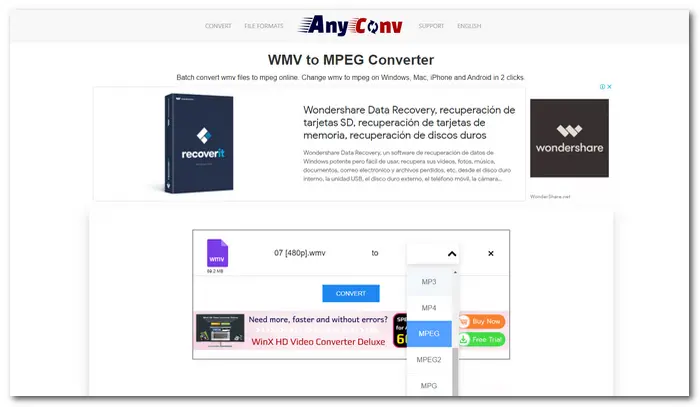 How to Convert WMV to MPEG Online