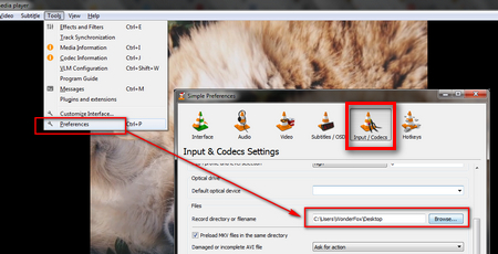 Set Output Folder for VLC Video Cutting
