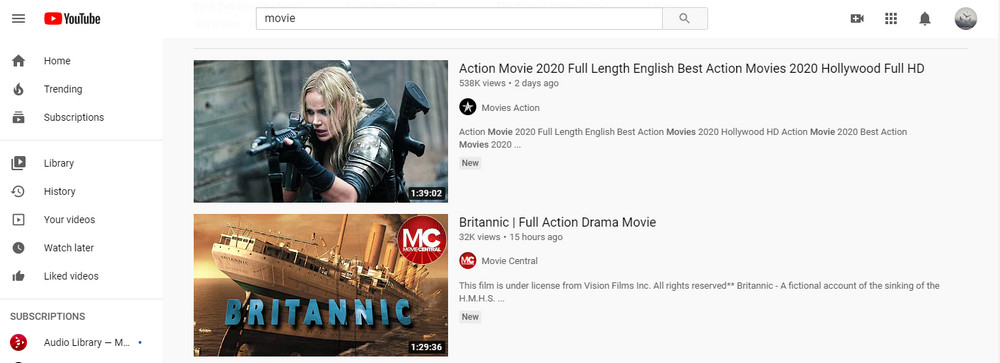 Download movies for free online on YouTube 