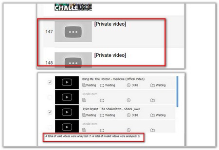 The total number of analyzed videos