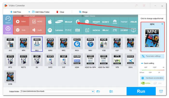 Select the Output Format