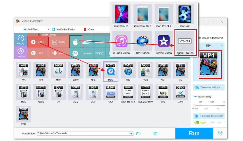 Select MOV as Output Format