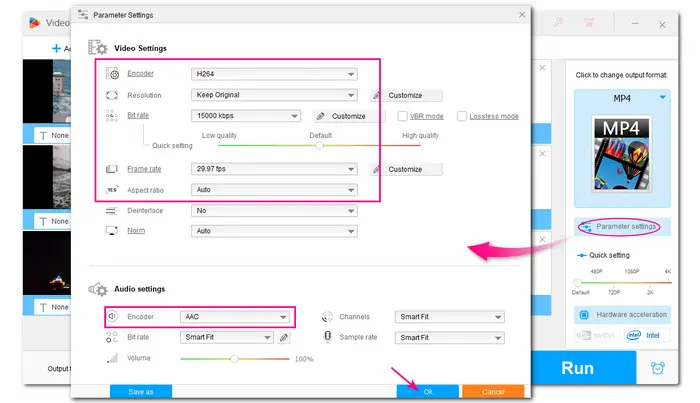 Modify Output Video Settings