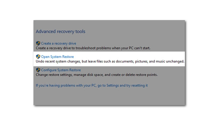 Restore Windows system