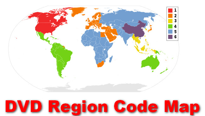 DVD region code map