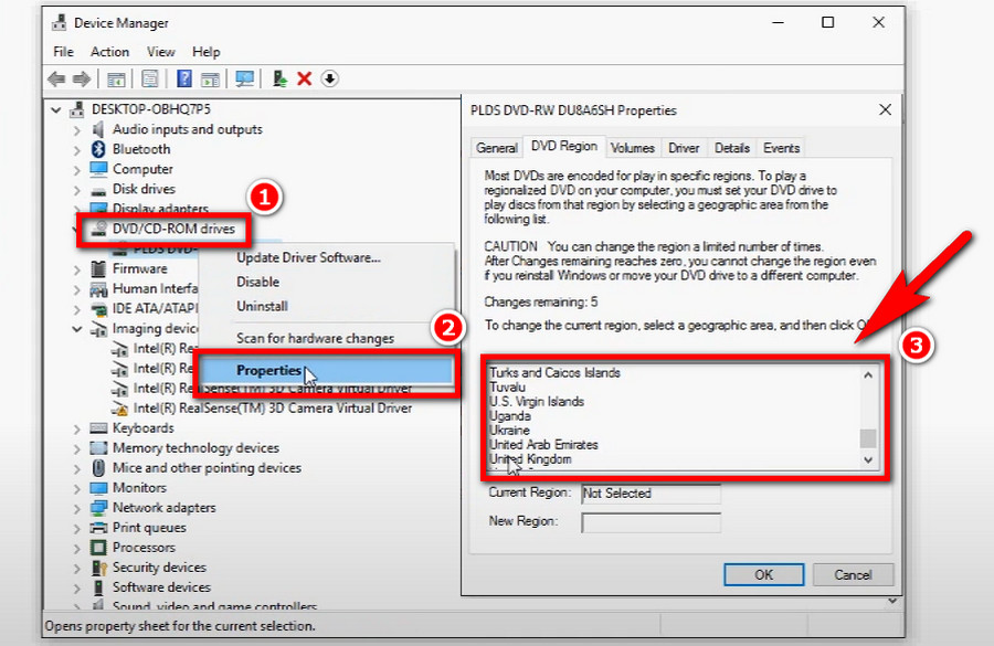 Change Your DVD Player Region from Device Manager