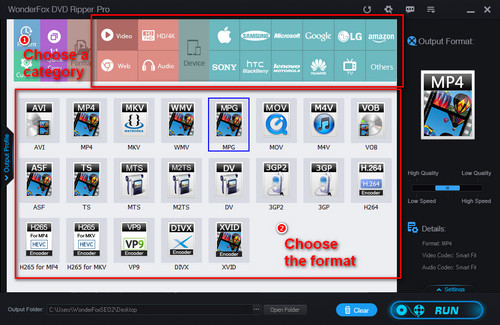 Choose the output format for your DVD