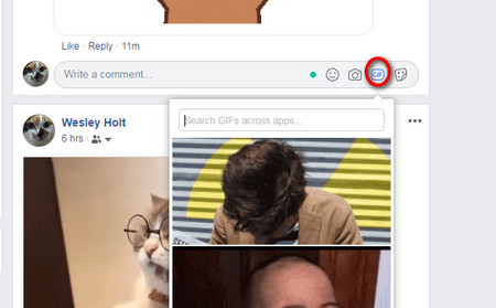 GIF in Facebook comments