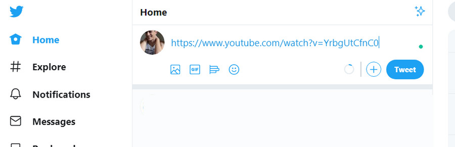 Share YouTube video on Twitter with thumbnail