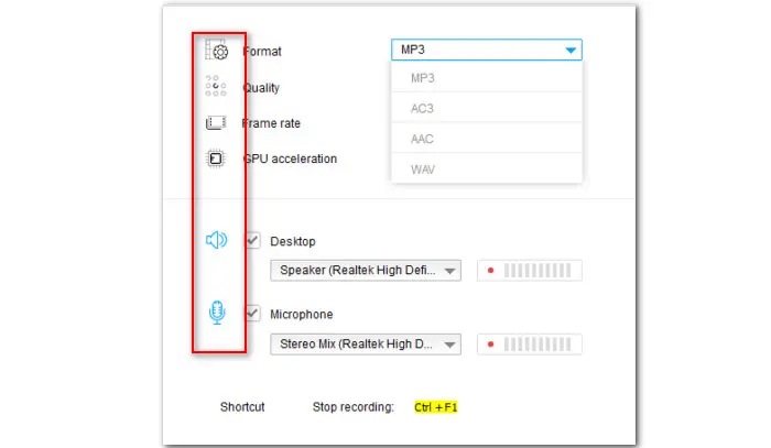 Confirm Recording Settings