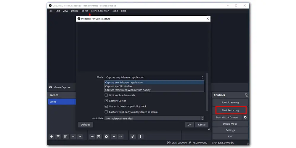 OBS How to Record Game