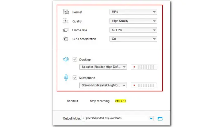 Set Recording Settings