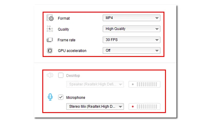 Change Recording Settings