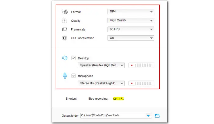 Tweak Recording Settings