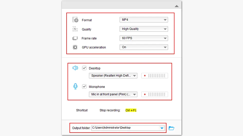 Adjust Recording Settings