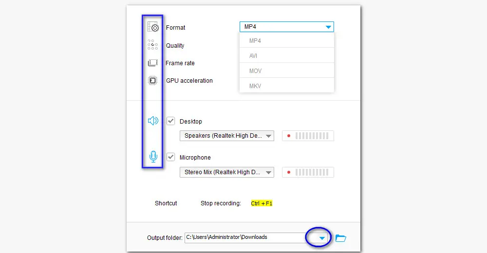 Customize Recording Settings