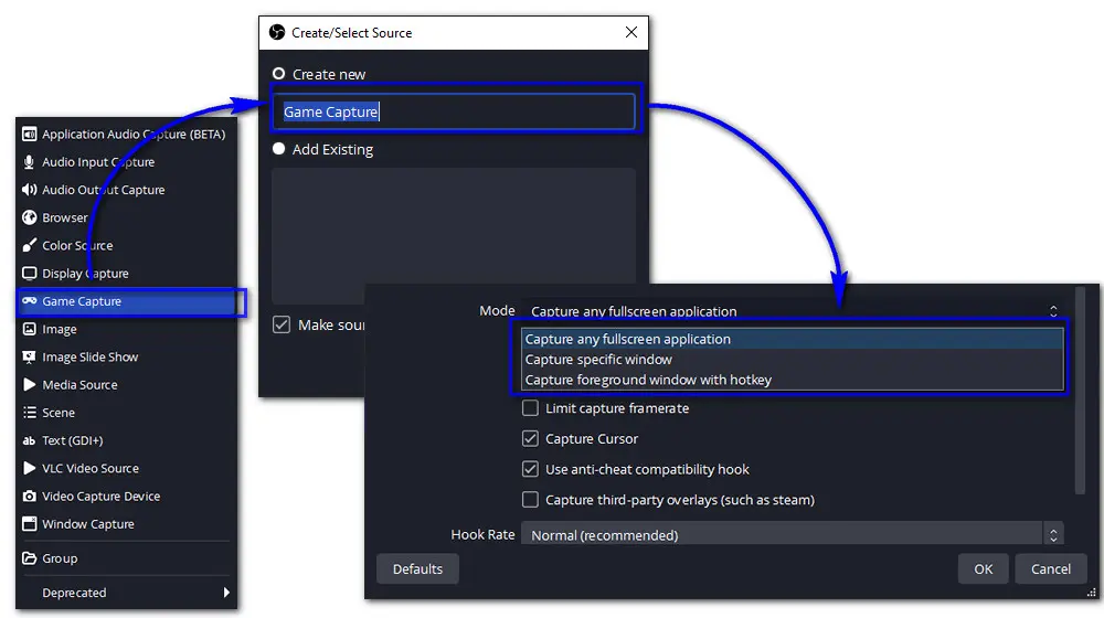 Choose Recording Mode in OBS