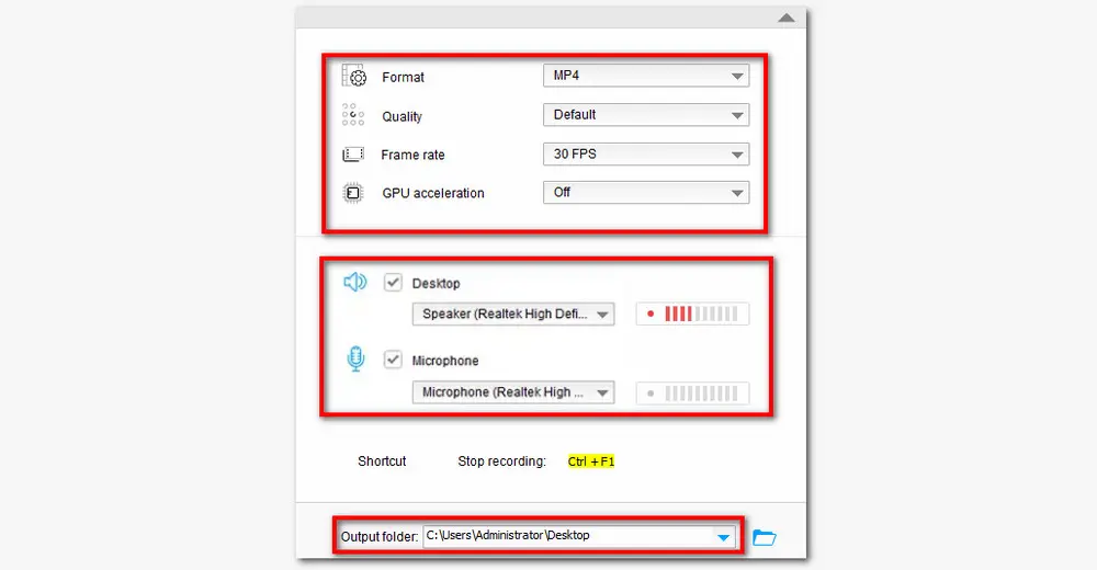 Confirm Recording Settings