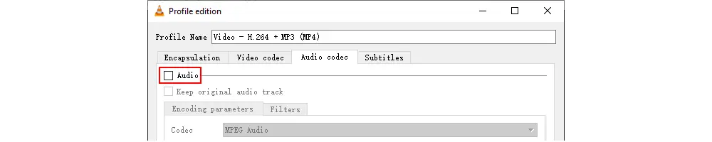 Delete Audio from Video in VLC