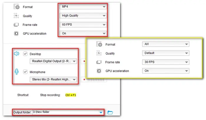 Adjust the Recording Parameters
