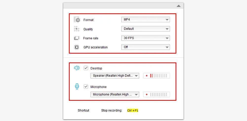 Modify Recording Settings