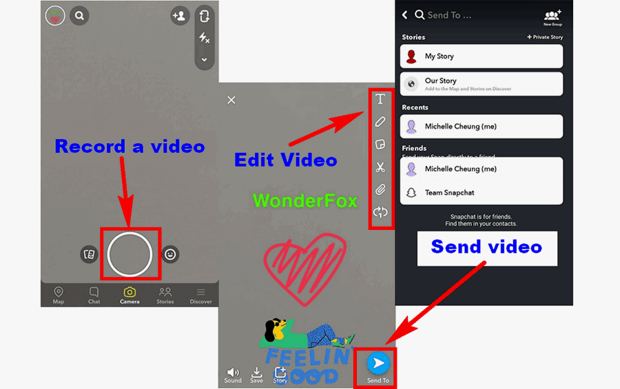 Send Videos On Snapchat Through Its Built-in Camera