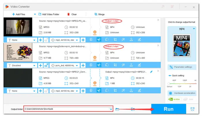 Start MPEG File Splitting