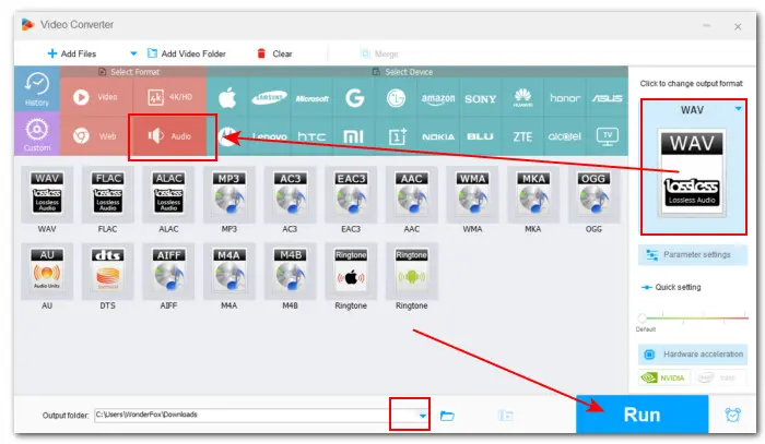 Select an Output Format and Export