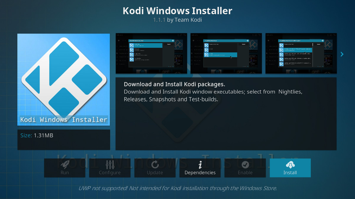Install Kodi Windows Installer