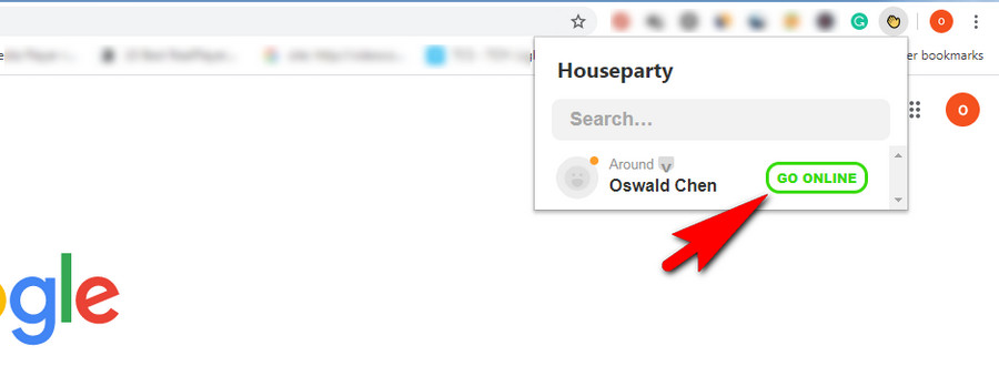 Go online on Houseparty